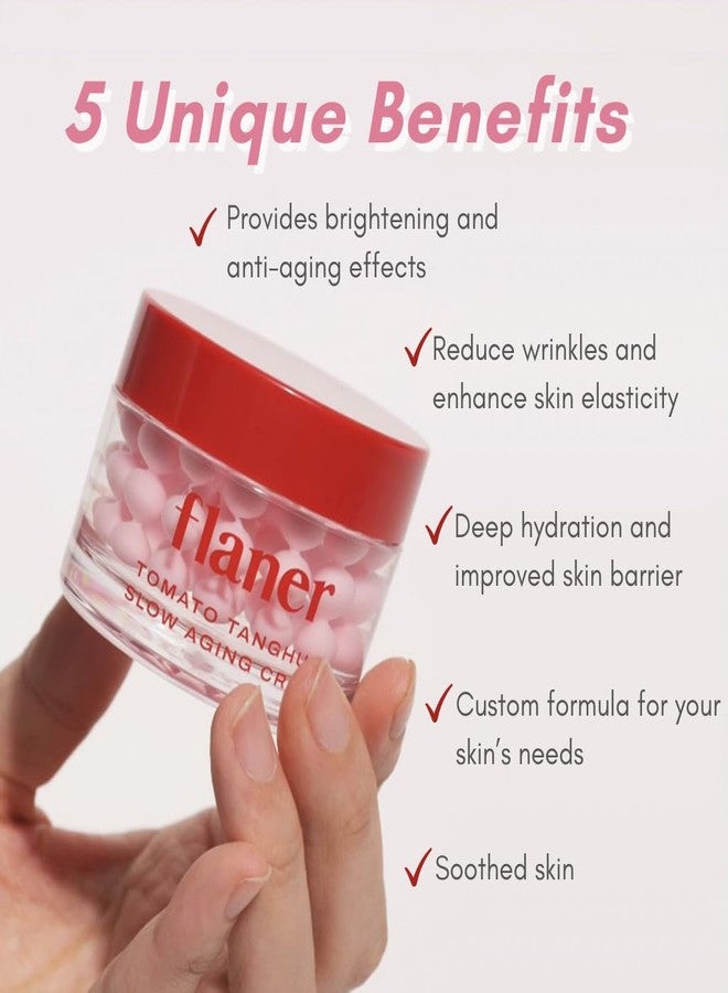flaner Tomato Face Moisturizer Cream – Dual Texture Ampoule Capsules and Hyaluronic Acid, Anti-Aging Peptide Complex, Ceramide, Korean Skincare, Skin Tightening for Youthful, Glowing Skin, 1.69 fl.oz - Image 3